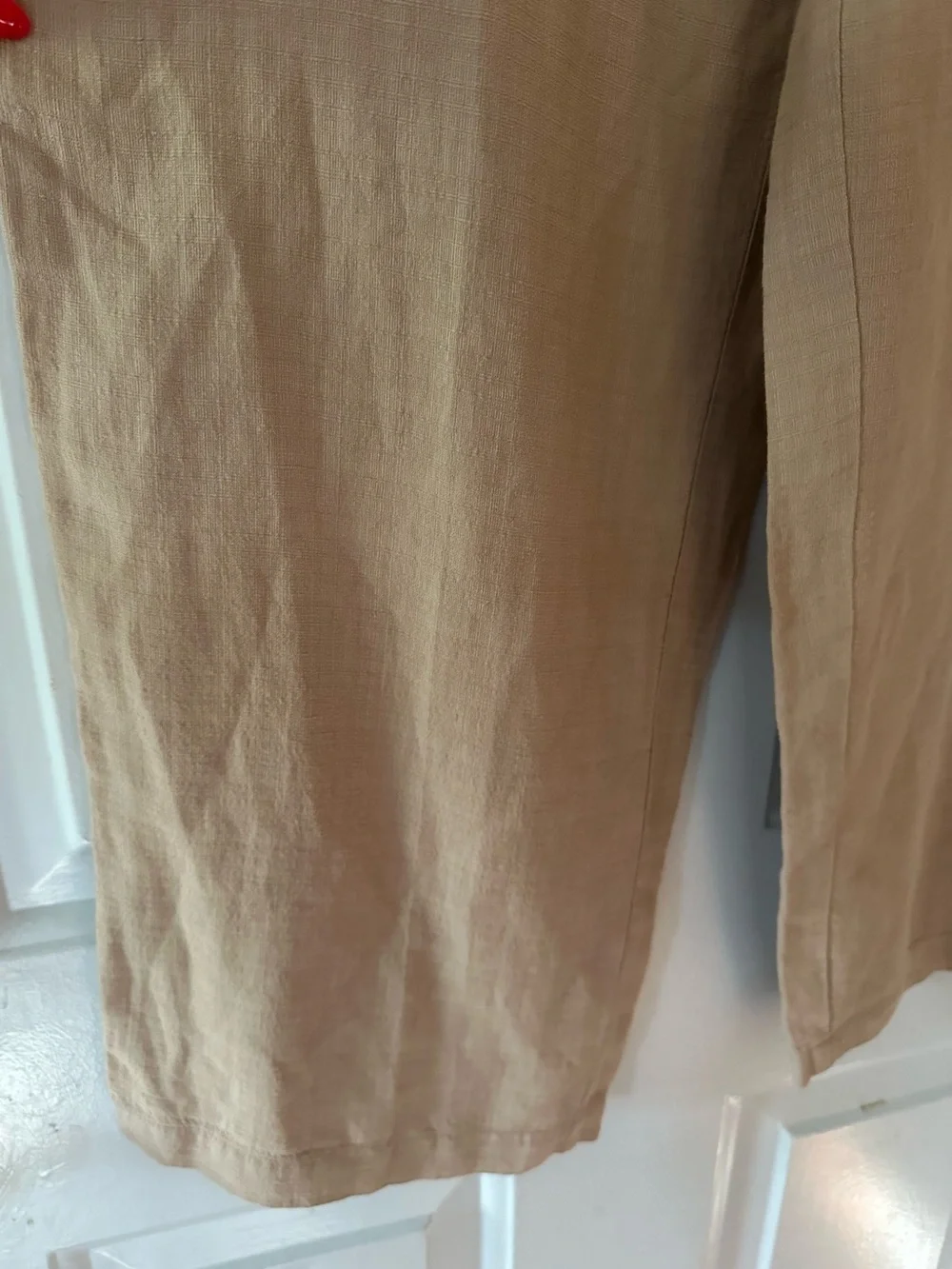 Eileen Fisher Tan Linen Blend Italian Fabric Wide Leg Slouchy Pants Size Large. - Picture 6 of 14
